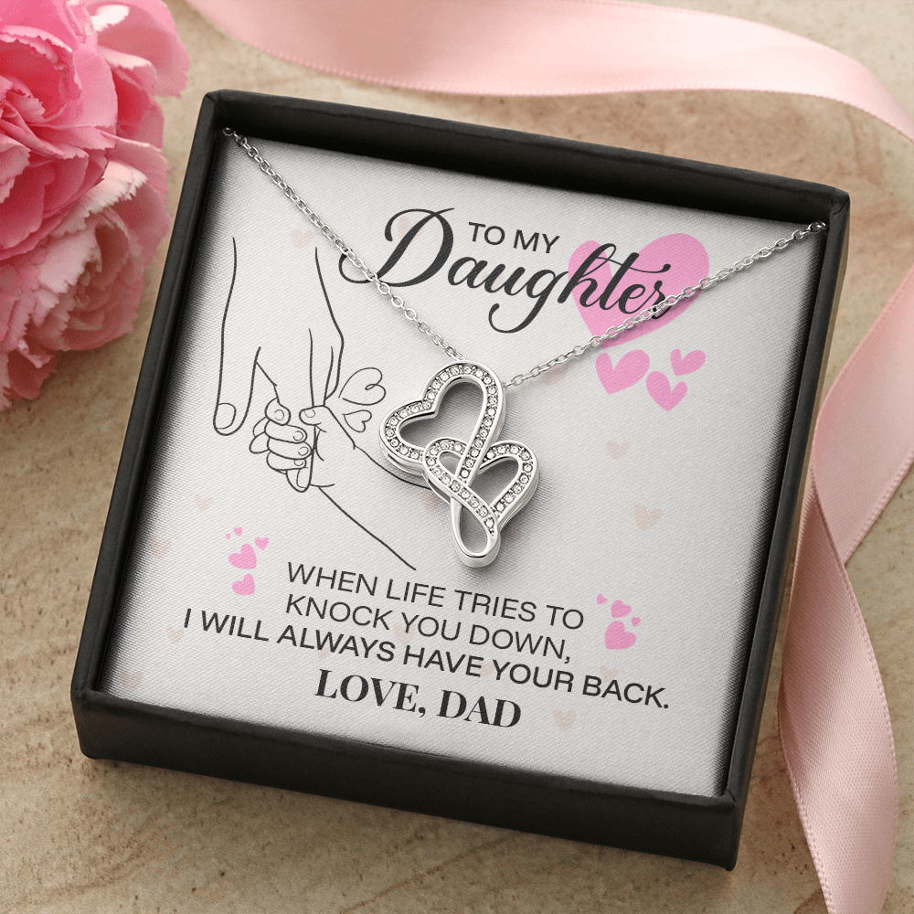 To My Daughter-Heart-to-Heart Pendant Necklace- Love Dad
