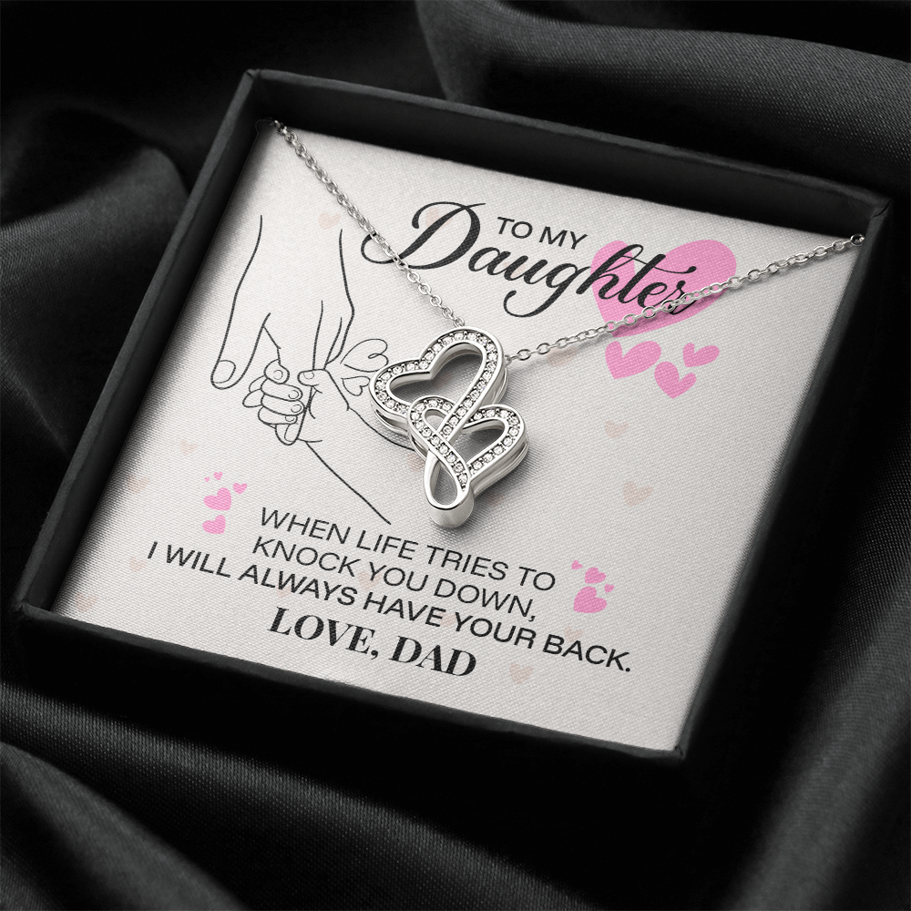 To My Daughter-Heart-to-Heart Pendant Necklace- Love Dad