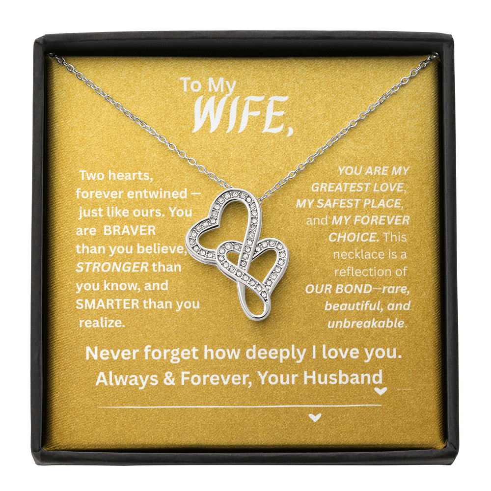 To My Wife - Heart-to-Heart Pendant Necklace