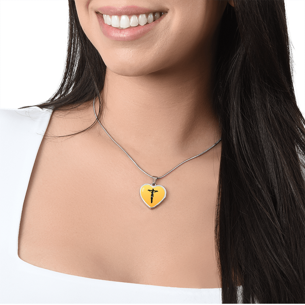 Luxury Graphic Heart Necklace-Jesus On The Cross