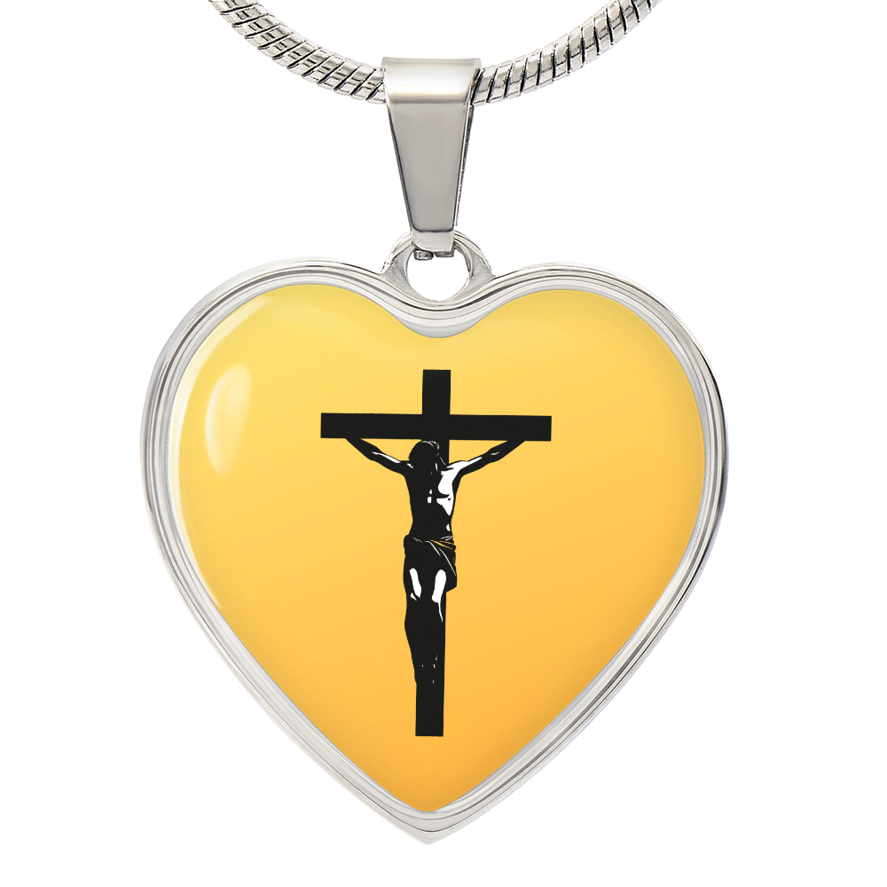 Luxury Graphic Heart Necklace-Jesus On The Cross