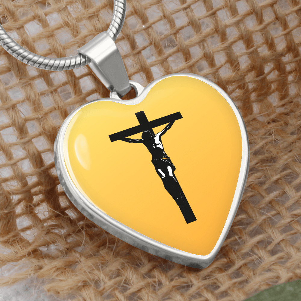 Luxury Graphic Heart Necklace-Jesus On The Cross
