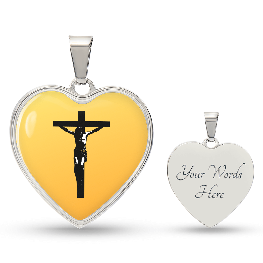 Luxury Graphic Heart Necklace-Jesus On The Cross