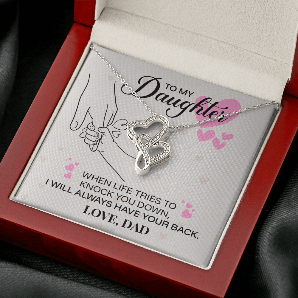 To My Daughter-Heart-to-Heart Pendant Necklace- Love Dad