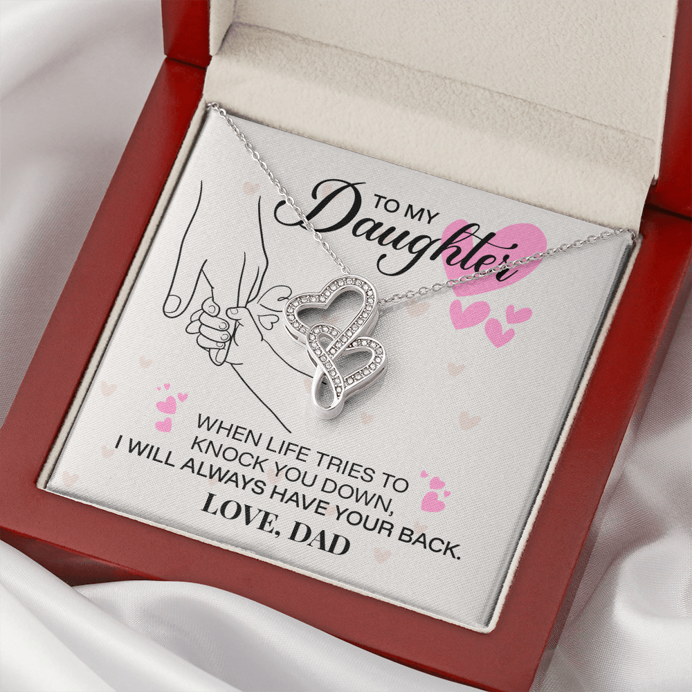 To My Daughter-Heart-to-Heart Pendant Necklace- Love Dad