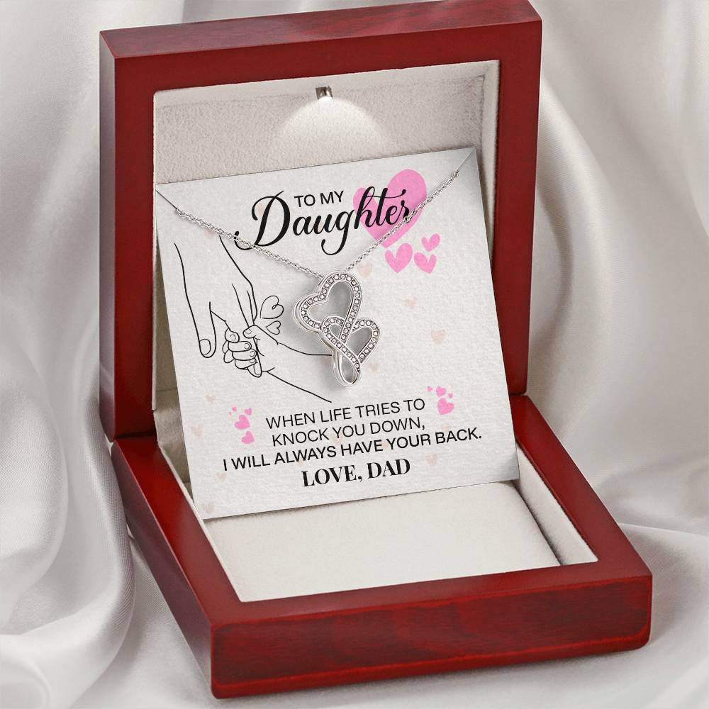 To My Daughter-Heart-to-Heart Pendant Necklace- Love Dad
