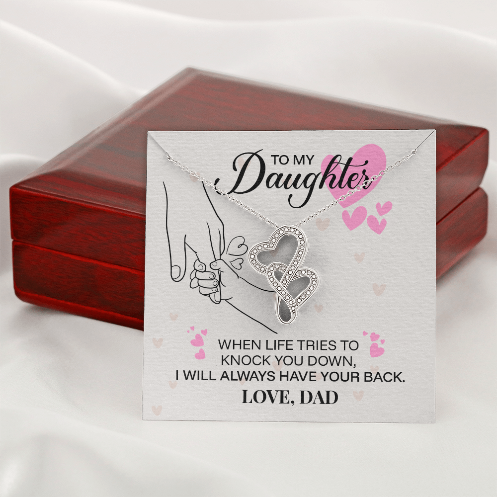 To My Daughter-Heart-to-Heart Pendant Necklace- Love Dad