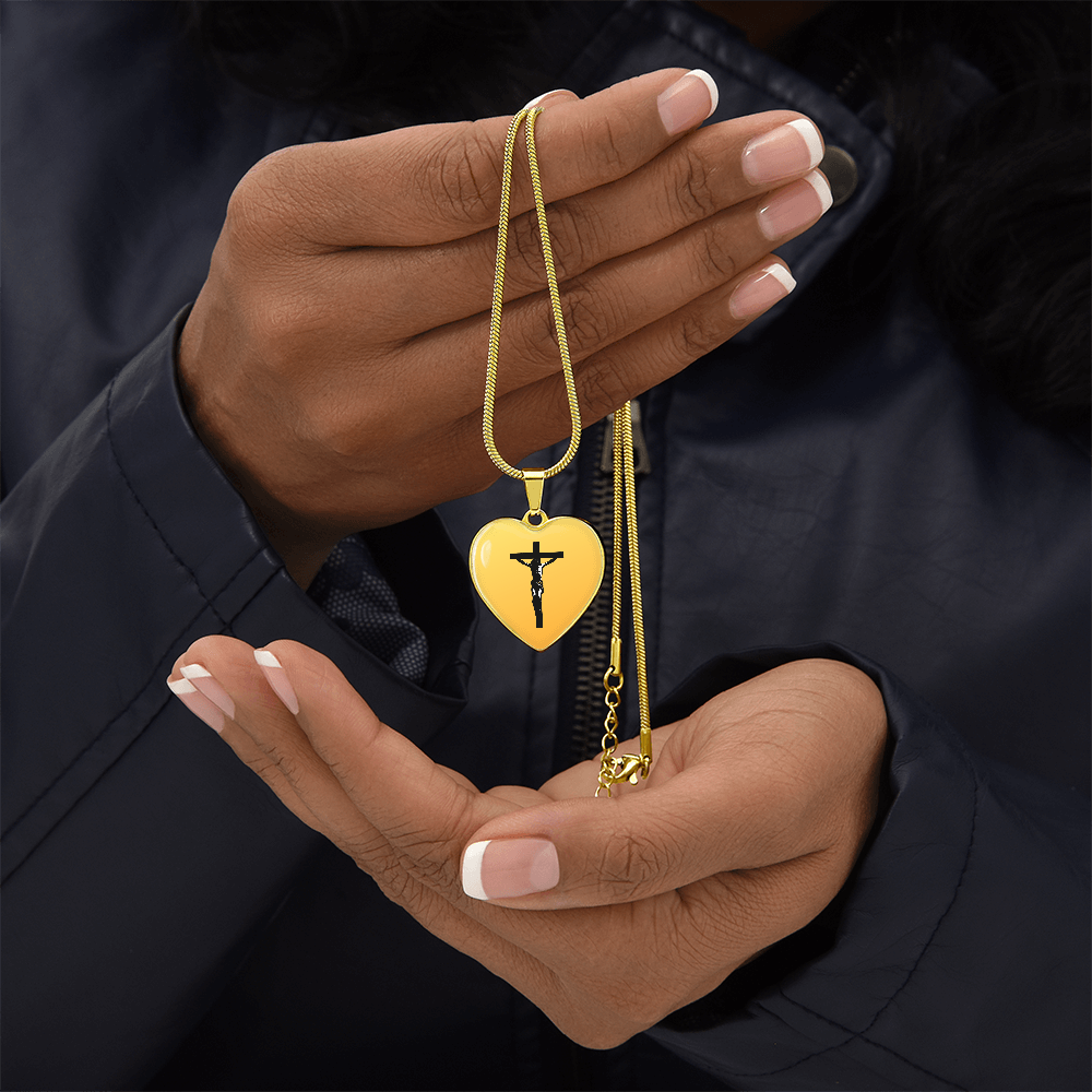 Luxury Graphic Heart Necklace-Jesus On The Cross