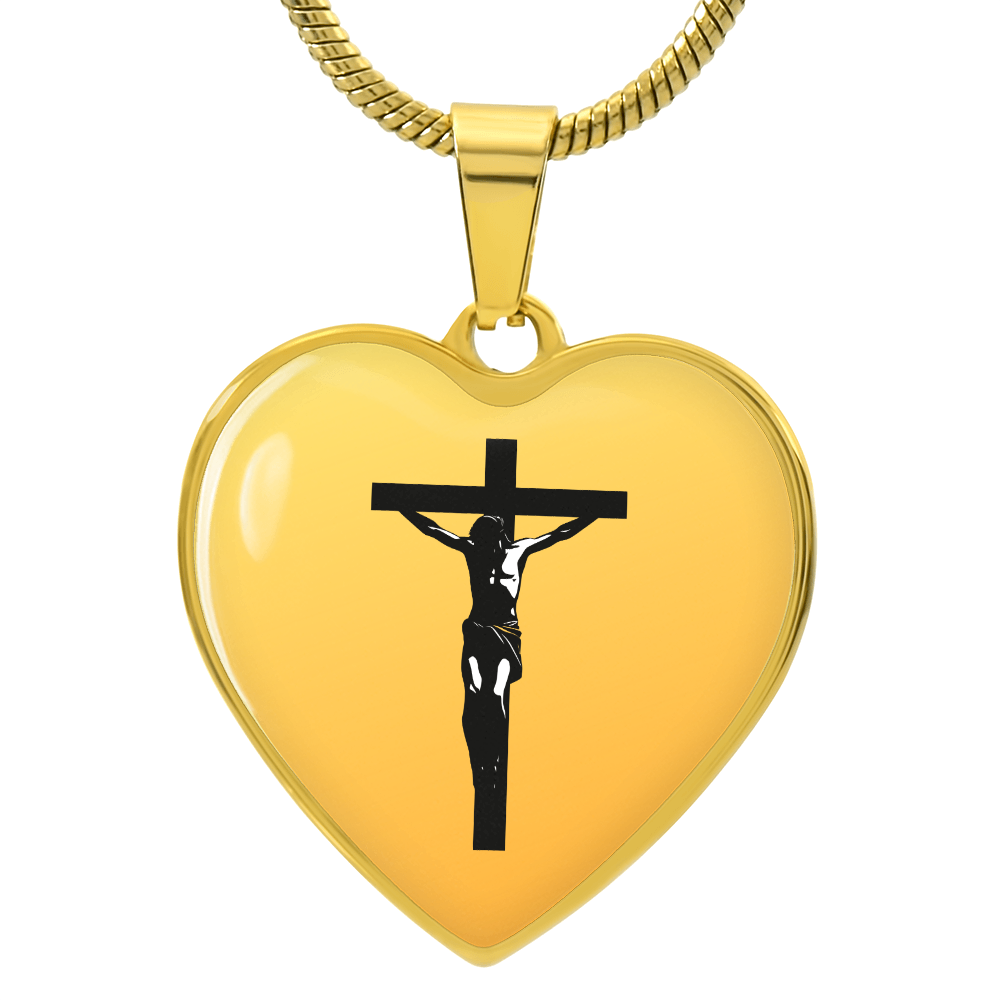 Luxury Graphic Heart Necklace-Jesus On The Cross