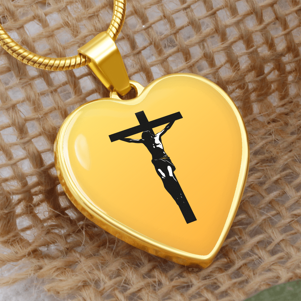 Luxury Graphic Heart Necklace-Jesus On The Cross