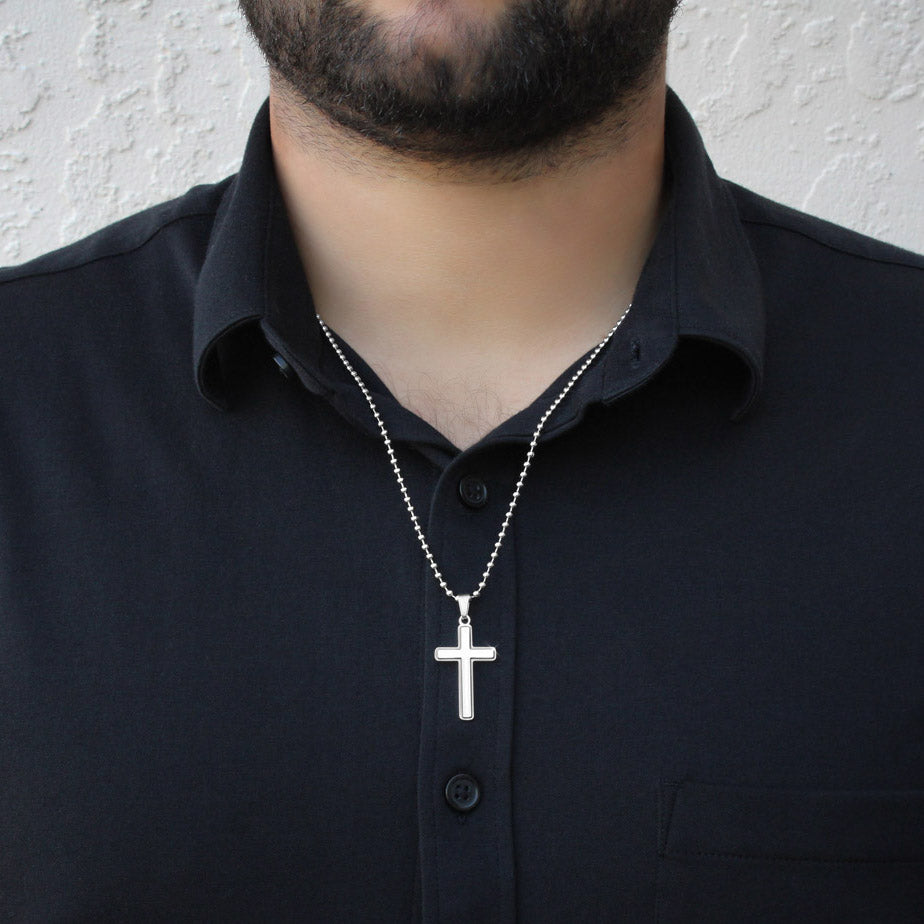 To My Son- Artisan Cross Necklace with Ball Chain-You are never alone.