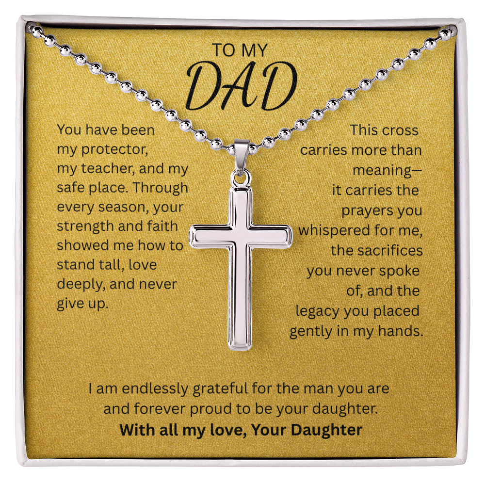 TO MY DAD-Artisan Cross Necklace with Ball Chain- WITH ALL MY LOVE