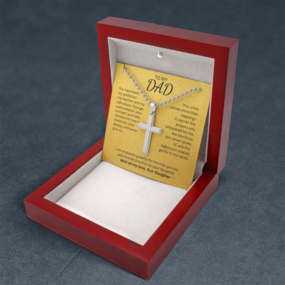 TO MY DAD-Artisan Cross Necklace with Ball Chain- WITH ALL MY LOVE