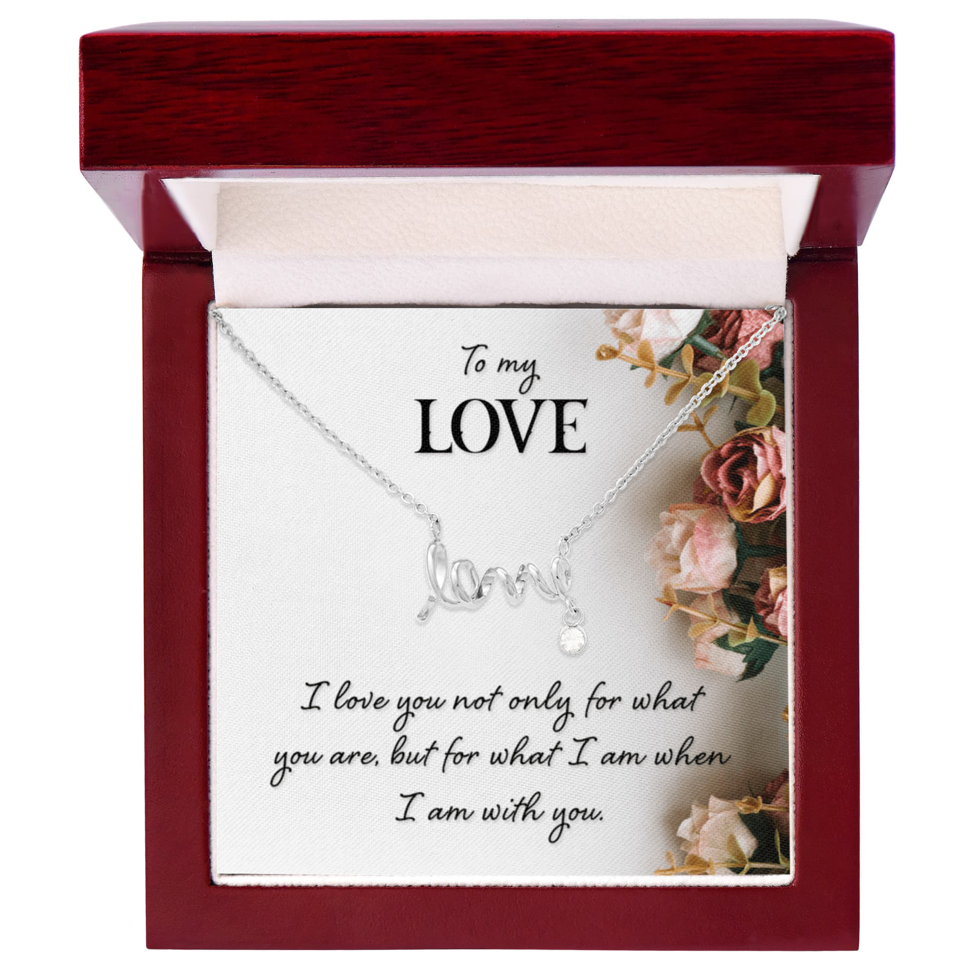 To My Love-Scripted Love Necklace with POD Message Card- True Love
