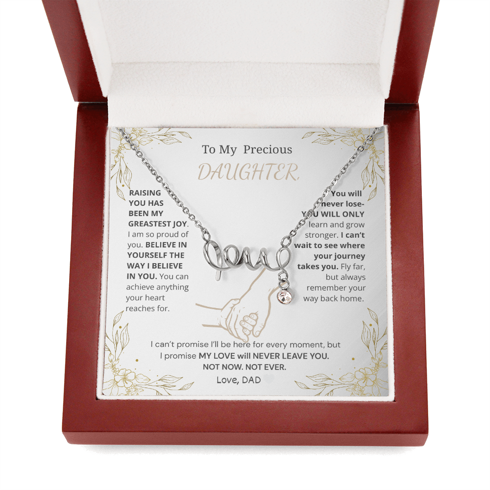To My Precious Daughter- Scripted Love Necklace with POD Message Card- DAD's Unconditional Love