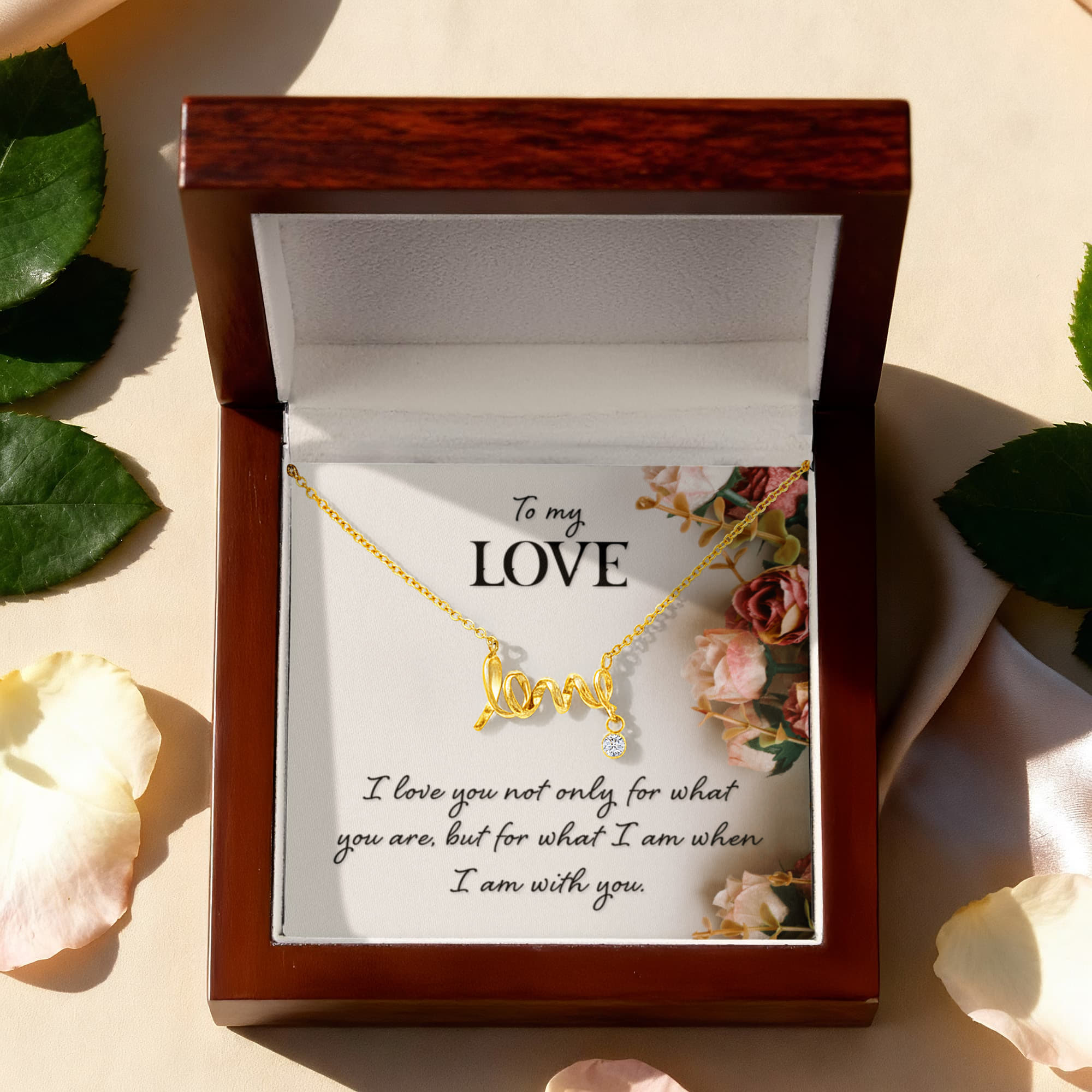To My Love-Scripted Love Necklace with POD Message Card- True Love