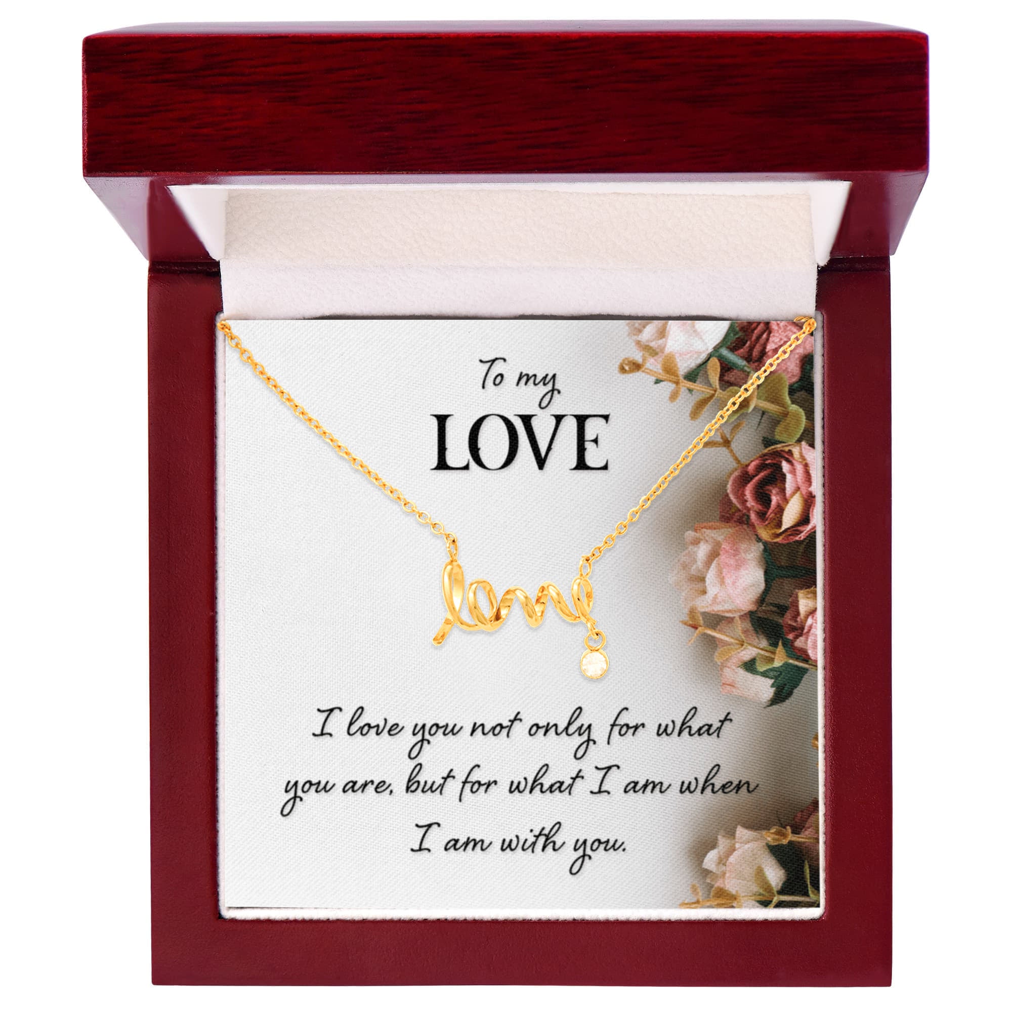To My Love-Scripted Love Necklace with POD Message Card- True Love