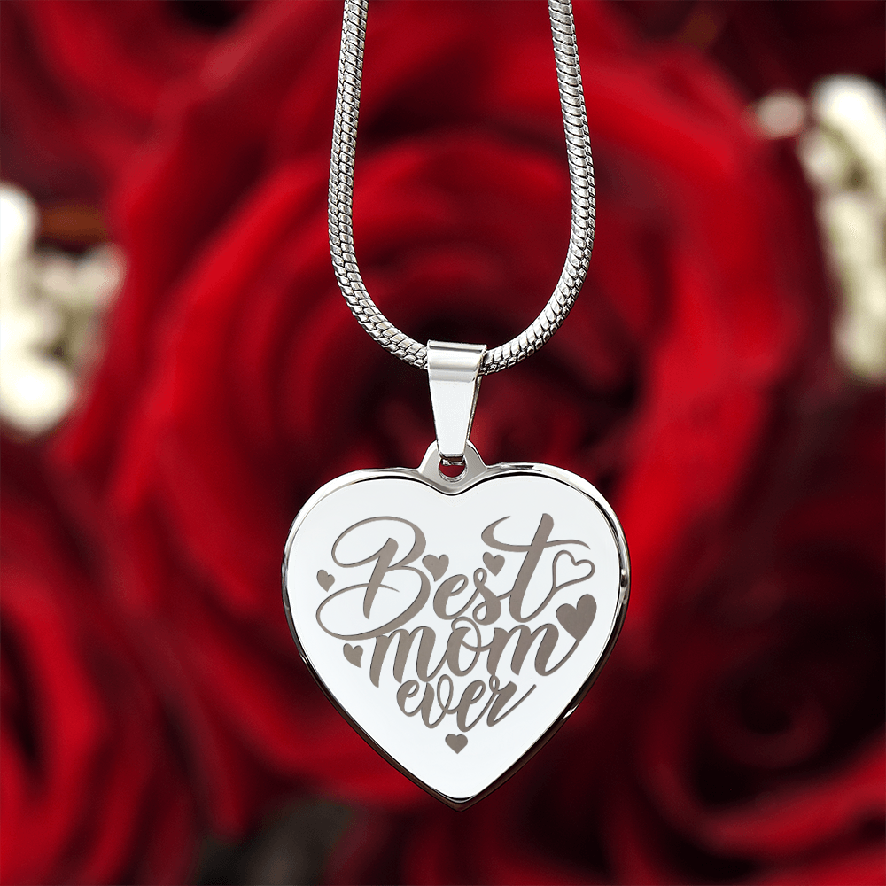 Engraved Heart Necklace for the Best Mom Ever