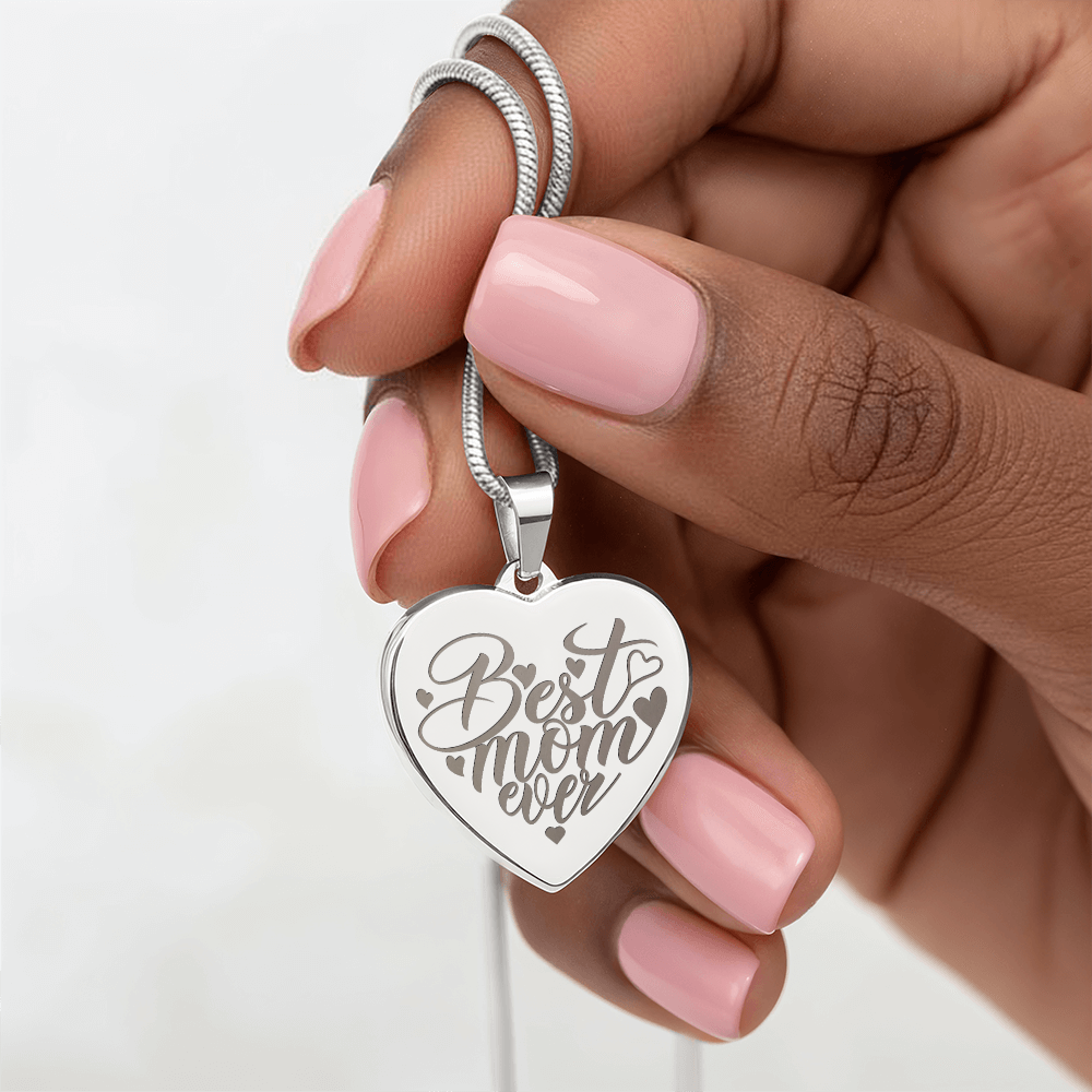 Engraved Heart Necklace for the Best Mom Ever