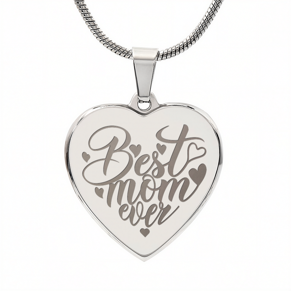 Engraved Heart Necklace for the Best Mom Ever