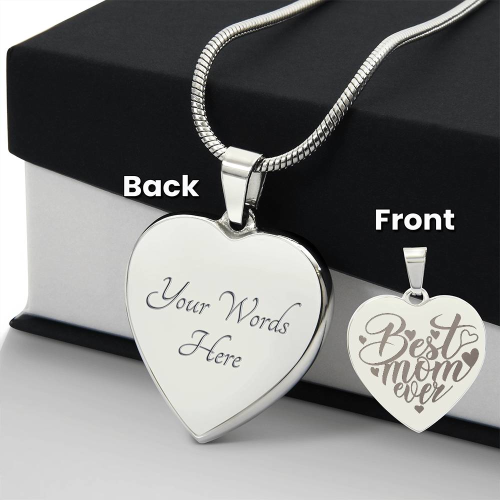 Engraved Heart Necklace for the Best Mom Ever