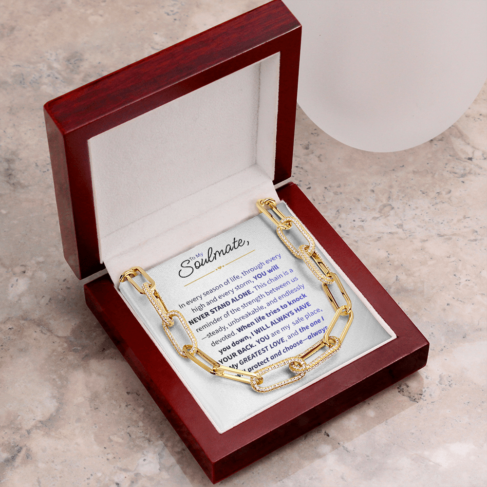 To My Soulmate - CZ Paperclip Chain Necklace (f/k/a Forever Linked Necklace or Embellished Chain)