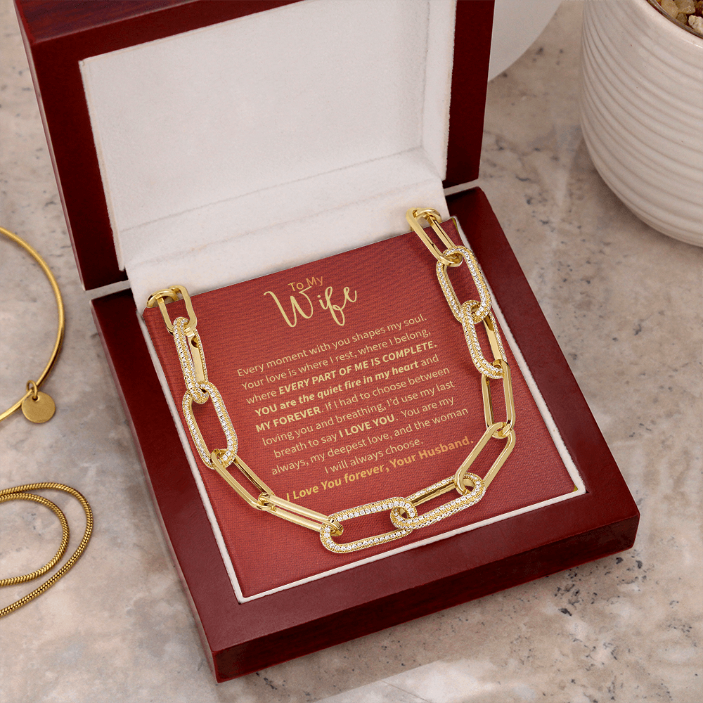 To My Wife - CZ Paperclip Chain Necklace (f/k/a Forever Linked Necklace or Embellished Chain)