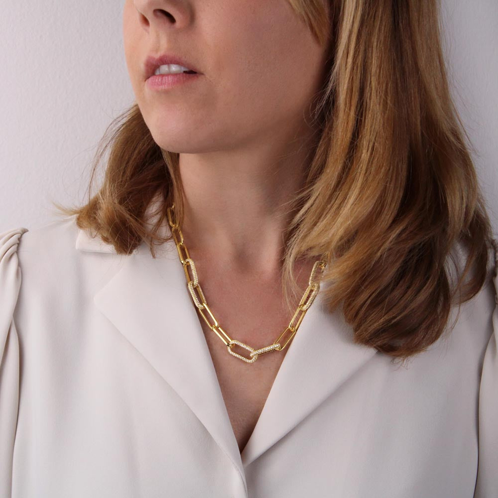 To My Wife - CZ Paperclip Chain Necklace (f/k/a Forever Linked Necklace or Embellished Chain)