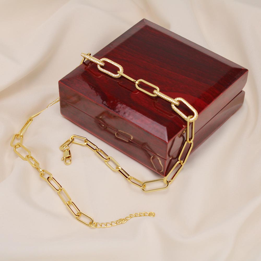 To My Wife - CZ Paperclip Chain Necklace (f/k/a Forever Linked Necklace or Embellished Chain)
