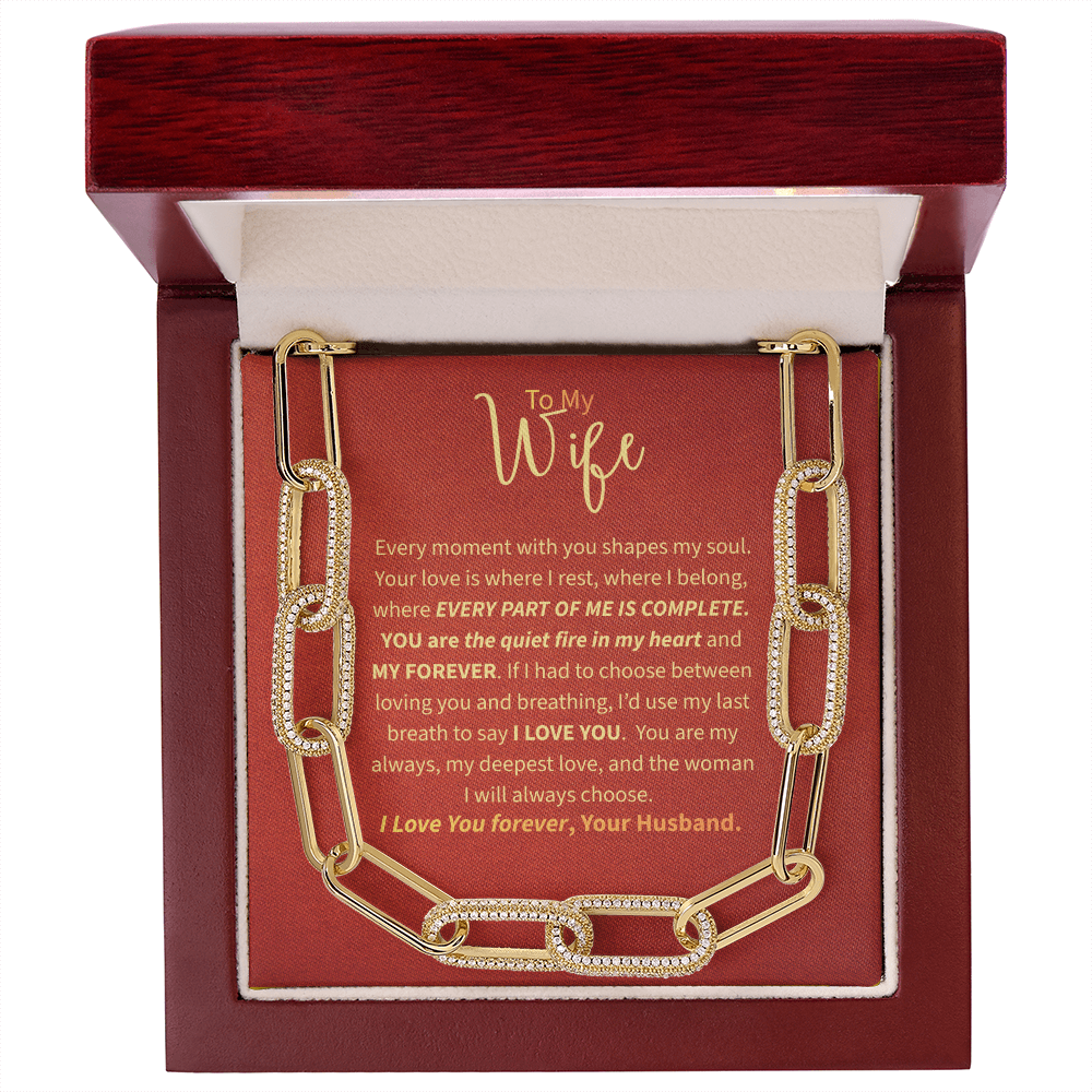 To My Wife - CZ Paperclip Chain Necklace (f/k/a Forever Linked Necklace or Embellished Chain)