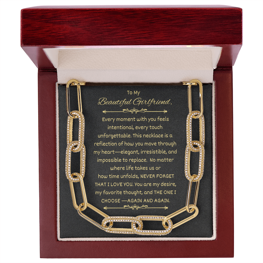To My Beautiful Girlfriend - CZ Paperclip Chain Necklace (f/k/a Forever Linked Necklace or Embellished Chain)