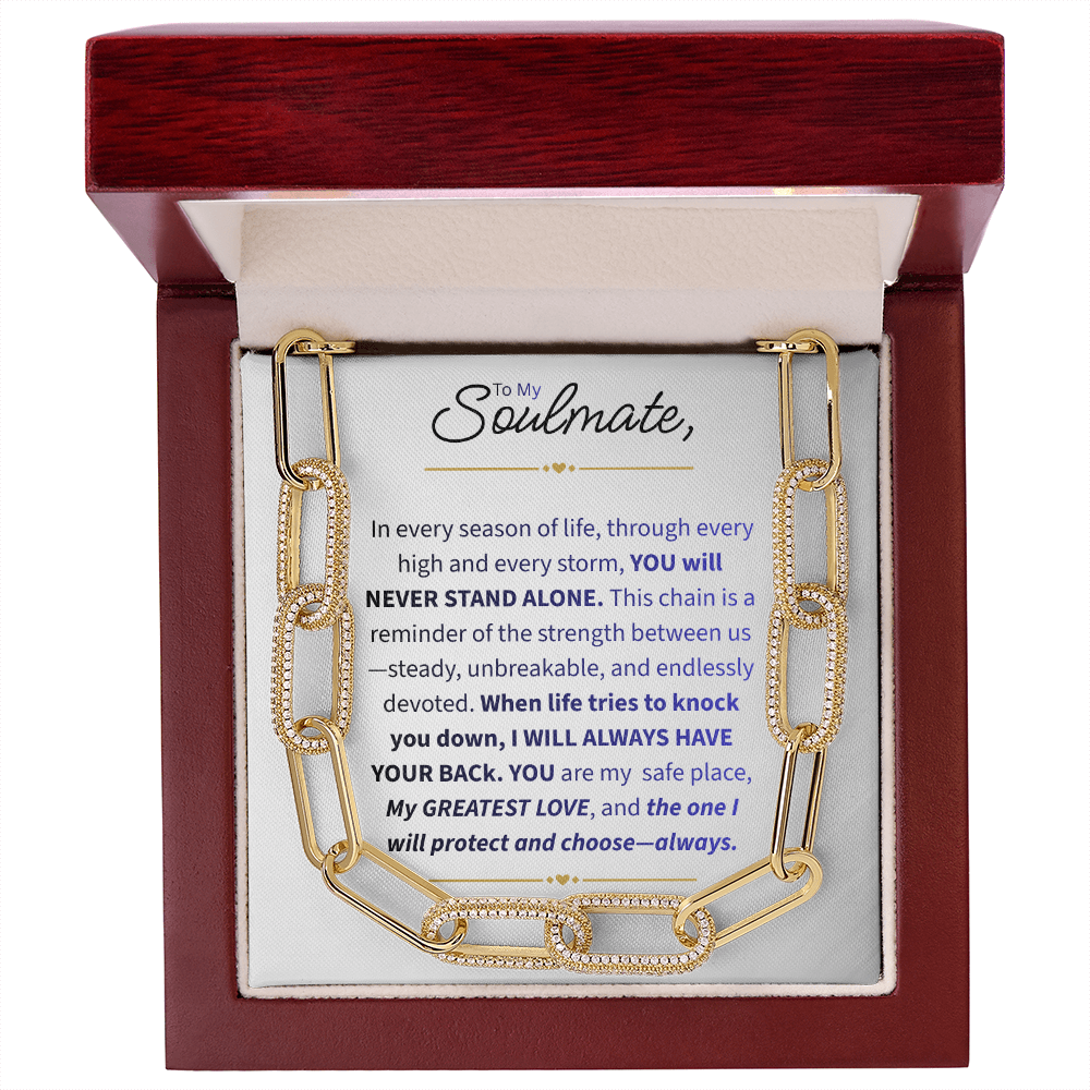 To My Soulmate - CZ Paperclip Chain Necklace (f/k/a Forever Linked Necklace or Embellished Chain)