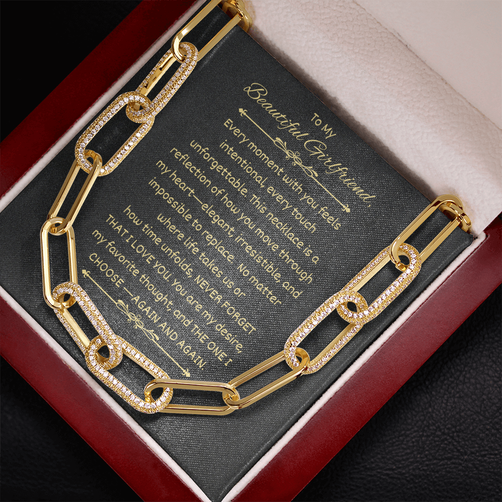 To My Beautiful Girlfriend - CZ Paperclip Chain Necklace (f/k/a Forever Linked Necklace or Embellished Chain)