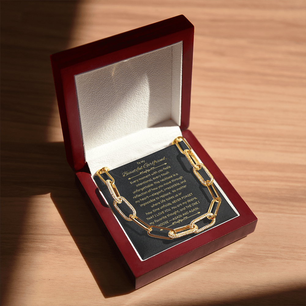 To My Beautiful Girlfriend - CZ Paperclip Chain Necklace (f/k/a Forever Linked Necklace or Embellished Chain)
