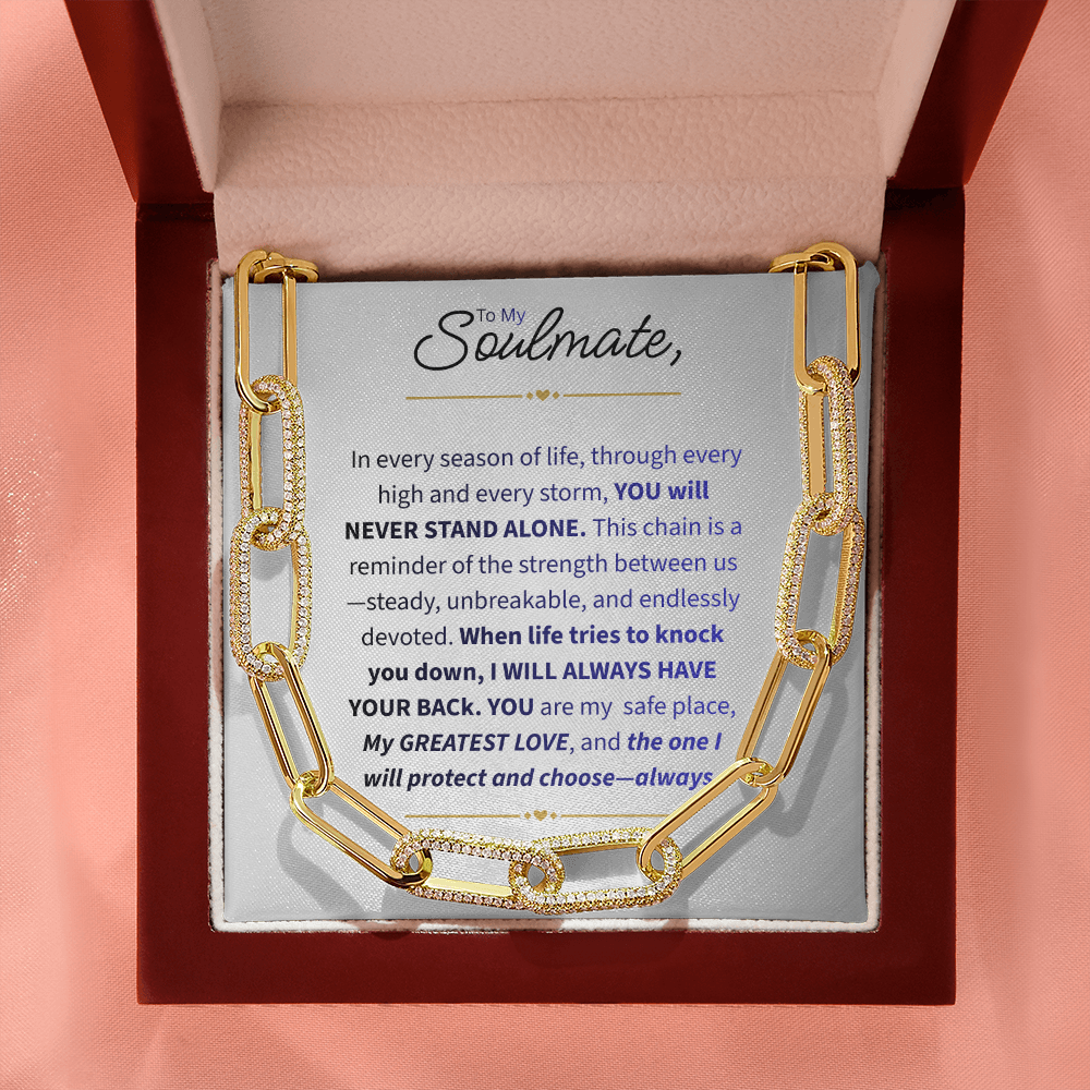 To My Soulmate - CZ Paperclip Chain Necklace (f/k/a Forever Linked Necklace or Embellished Chain)