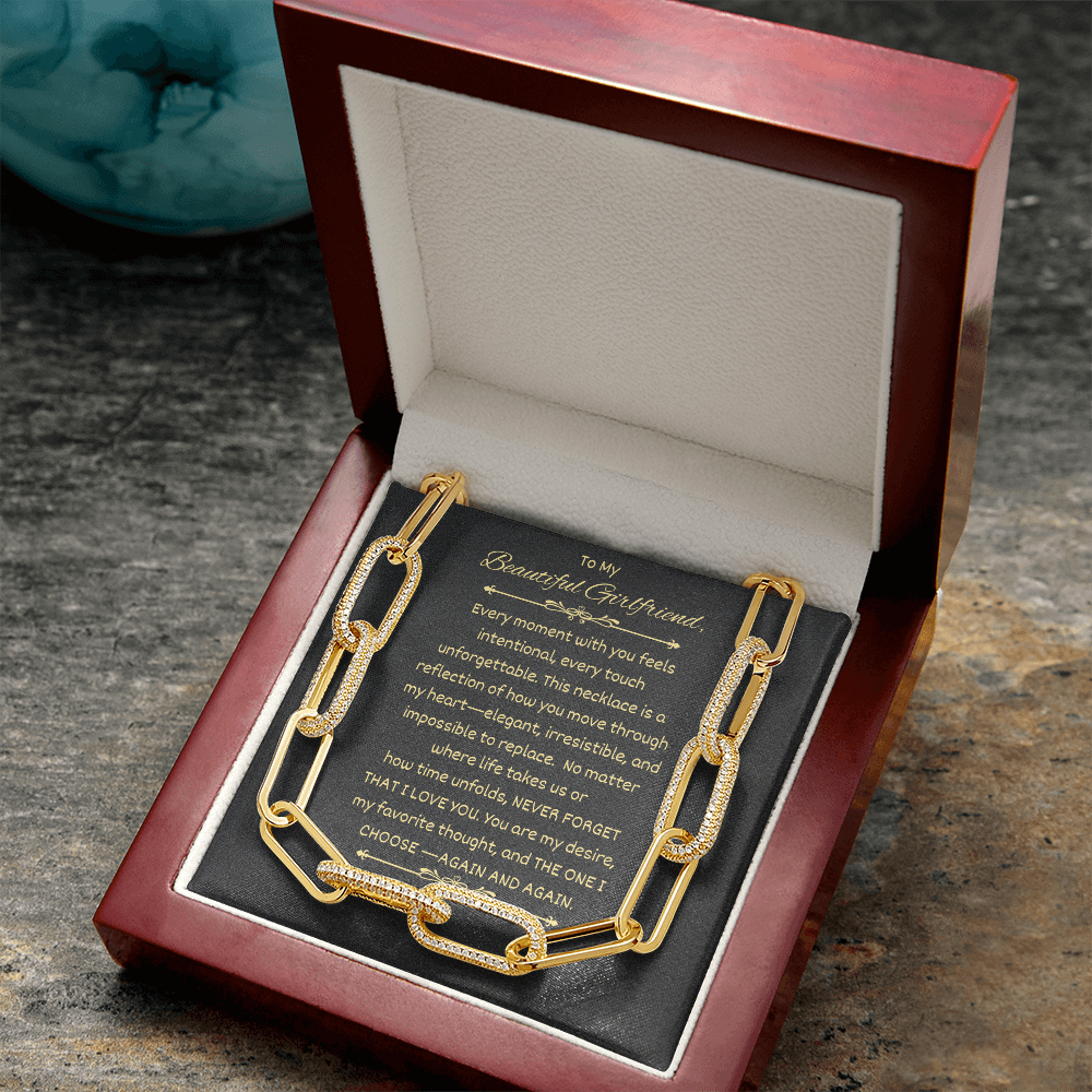 To My Beautiful Girlfriend - CZ Paperclip Chain Necklace (f/k/a Forever Linked Necklace or Embellished Chain)