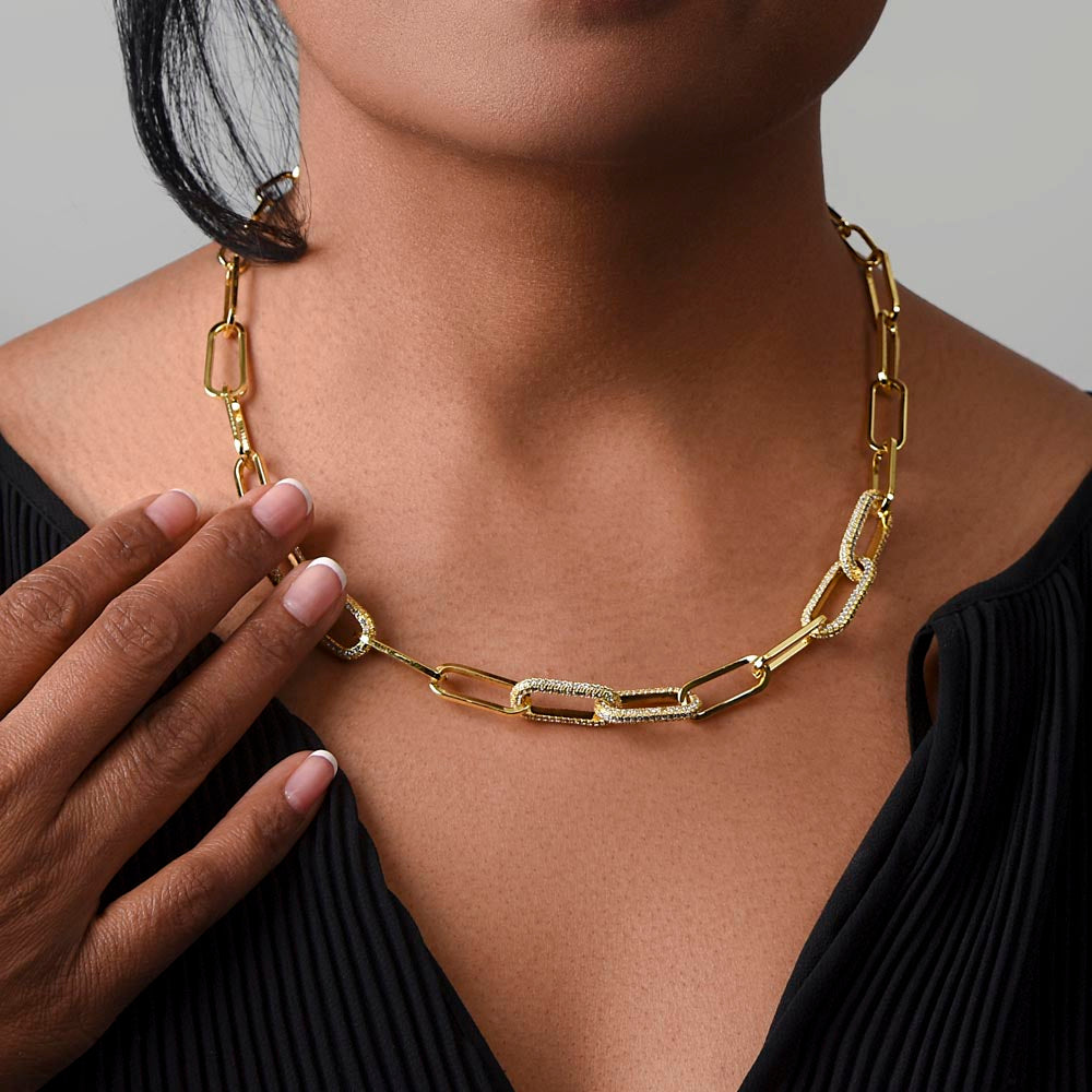 To My Soulmate - CZ Paperclip Chain Necklace (f/k/a Forever Linked Necklace or Embellished Chain)