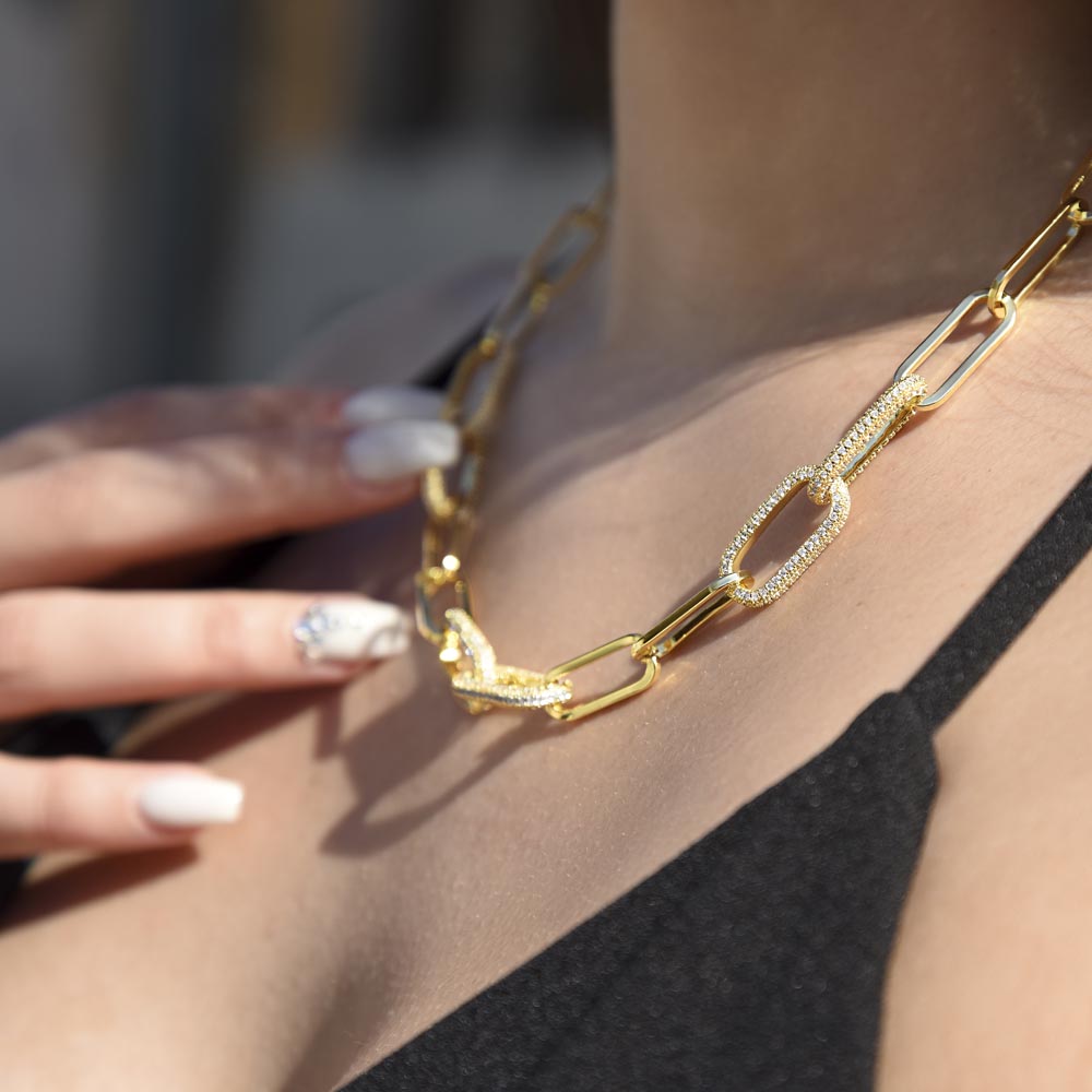 To My Soulmate - CZ Paperclip Chain Necklace (f/k/a Forever Linked Necklace or Embellished Chain)
