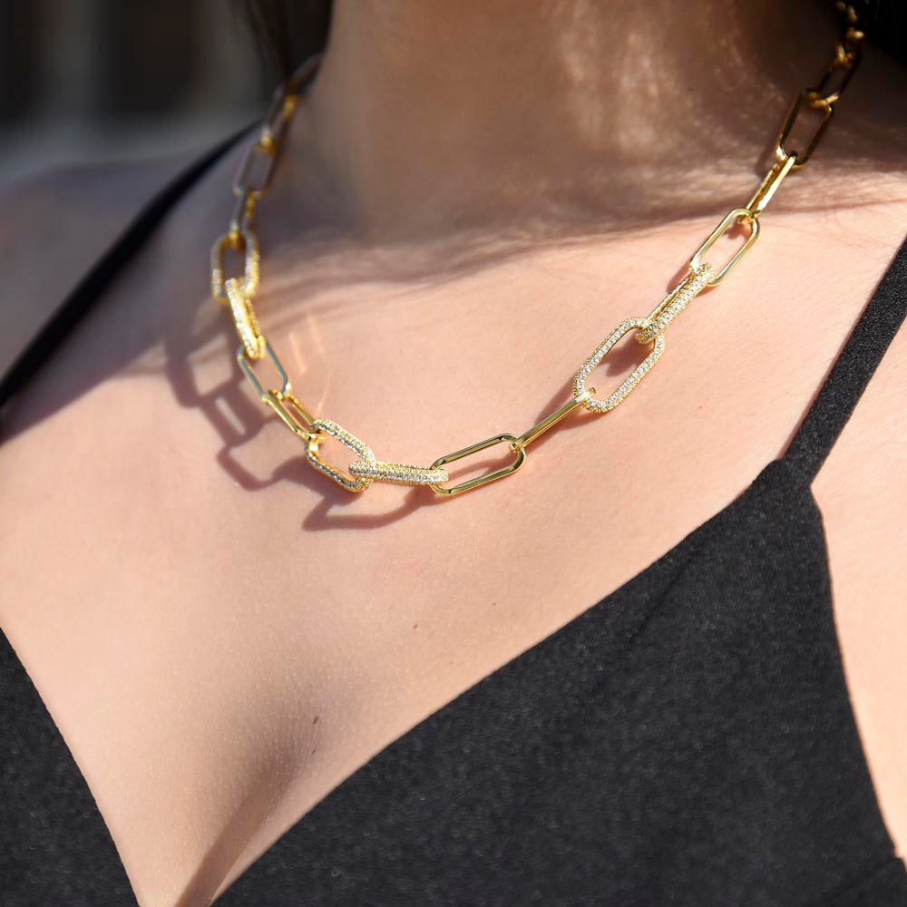 To My Wife - CZ Paperclip Chain Necklace (f/k/a Forever Linked Necklace or Embellished Chain)