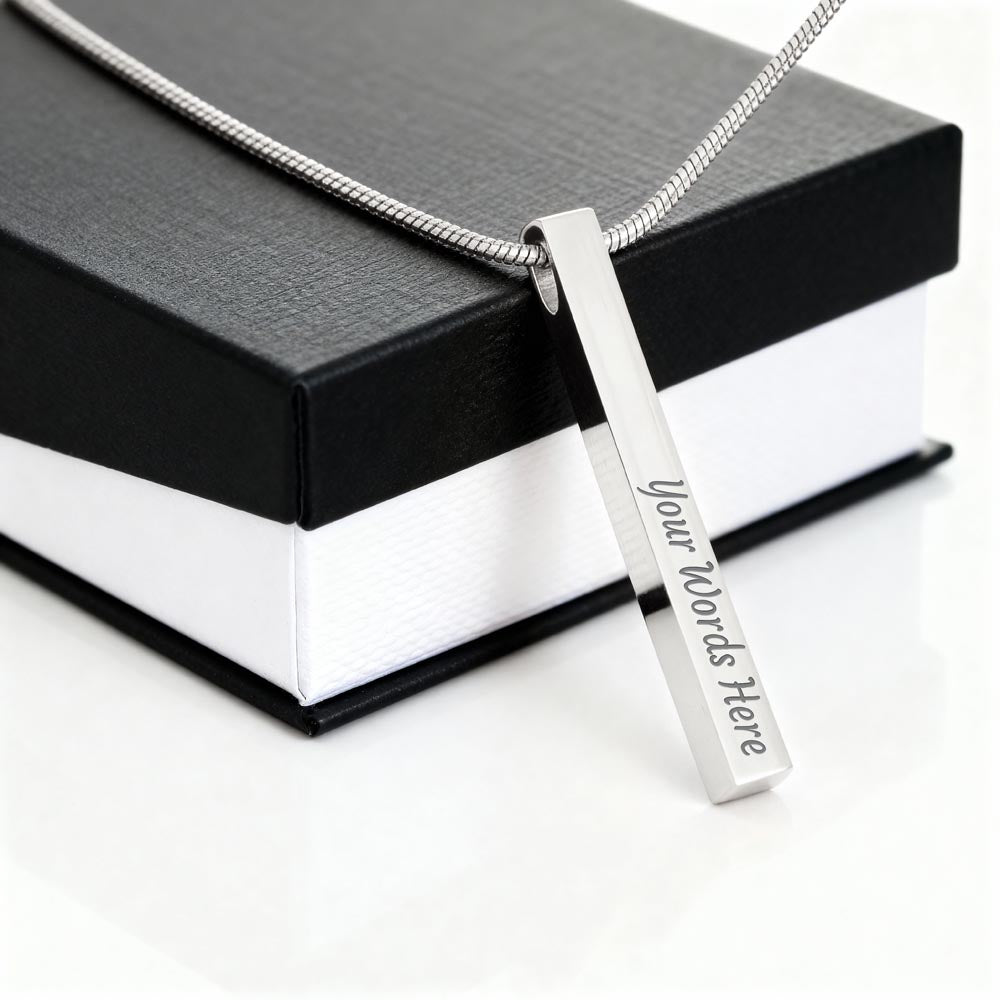 To my Wife- Custom Engraved 4-Sided Stick Necklace