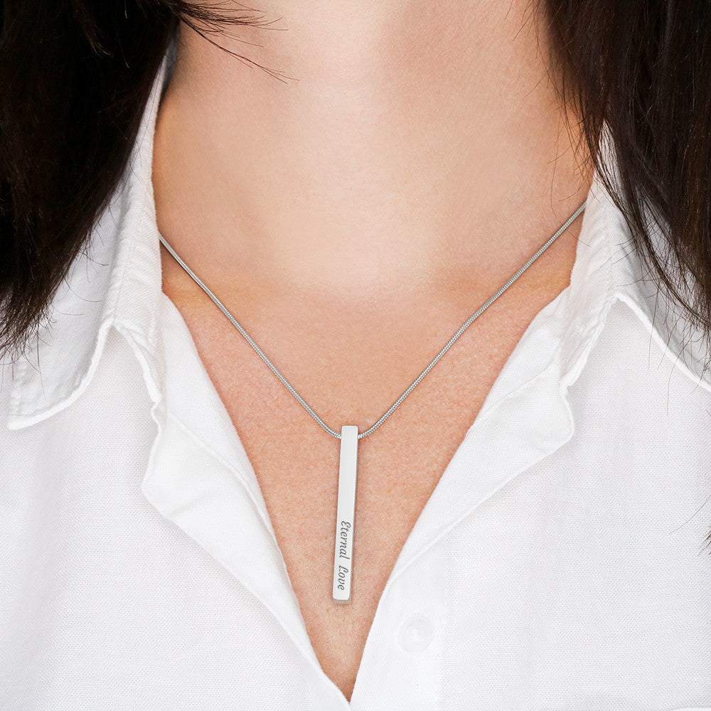 To my Wife- Custom Engraved 4-Sided Stick Necklace