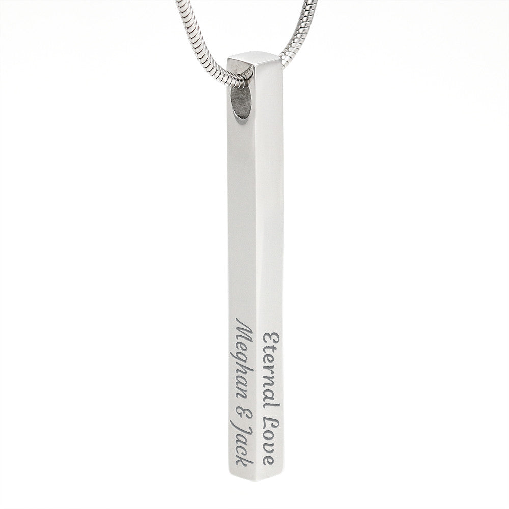 To my Wife- Custom Engraved 4-Sided Stick Necklace