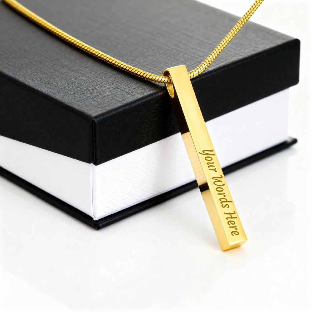 To my Wife- Custom Engraved 4-Sided Stick Necklace