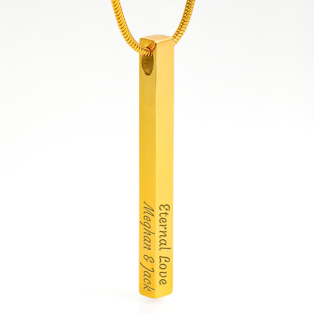 To my Wife- Custom Engraved 4-Sided Stick Necklace
