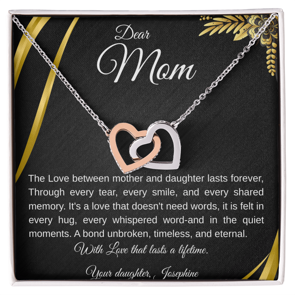 Forever Connected  Mother Daughter Interlocking Hearts Necklace