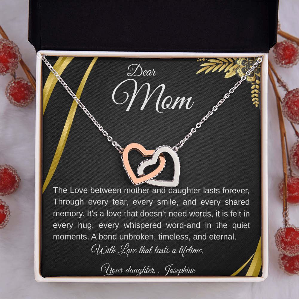 Forever Connected  Mother Daughter Interlocking Hearts Necklace