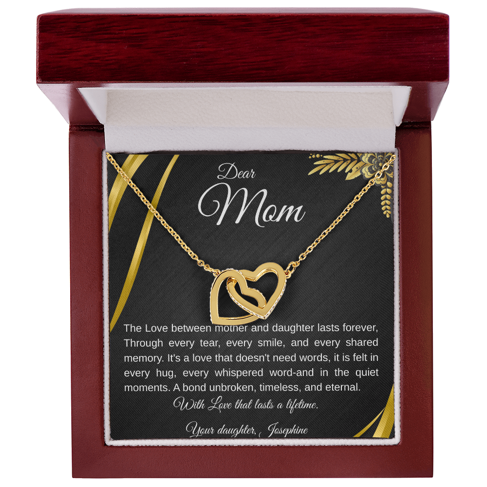 Forever Connected  Mother Daughter Interlocking Hearts Necklace