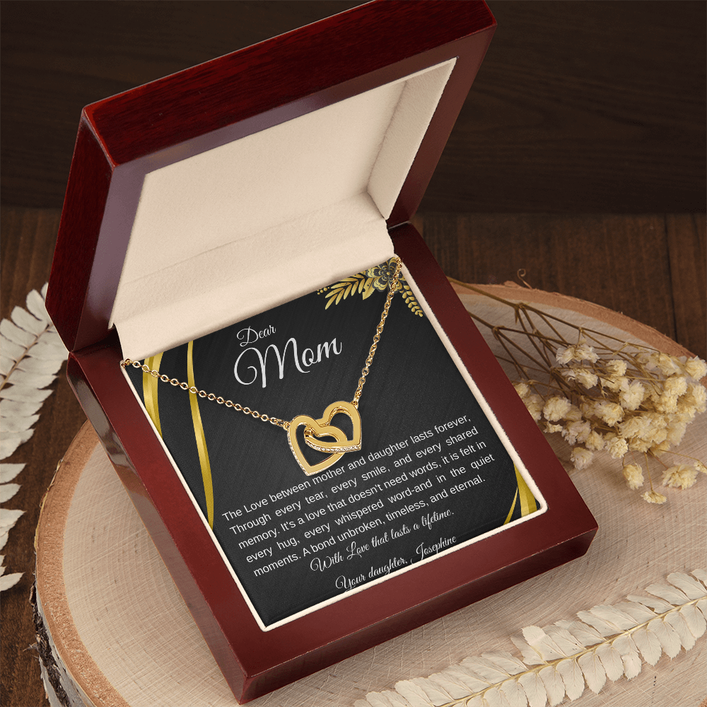 Forever Connected  Mother Daughter Interlocking Hearts Necklace