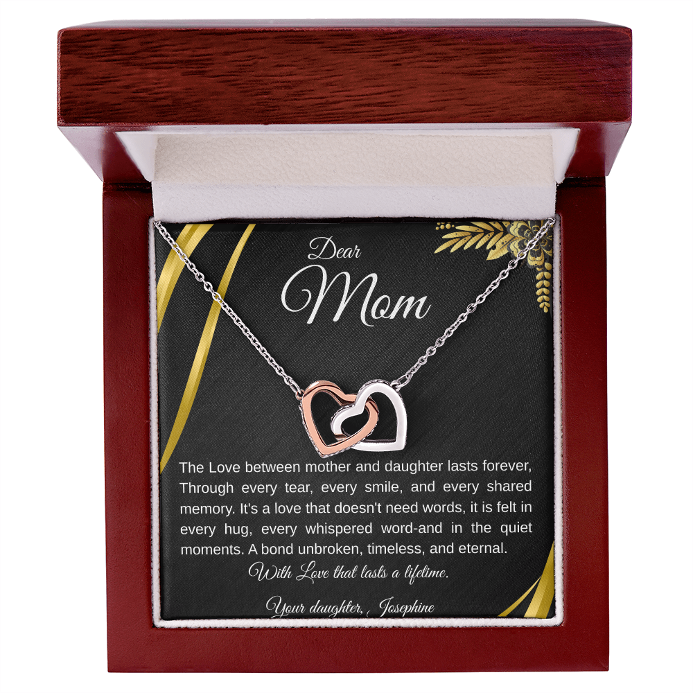 Forever Connected  Mother Daughter Interlocking Hearts Necklace