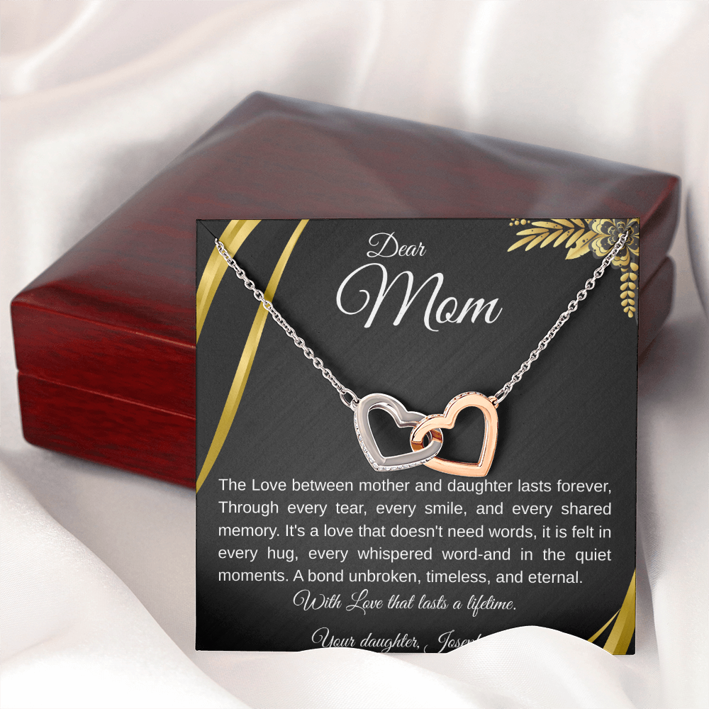 Forever Connected  Mother Daughter Interlocking Hearts Necklace